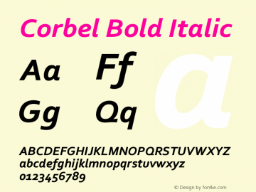 Corbel Bold Italic Version 6.01图片样张
