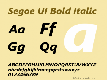 Segoe UI Bold Italic Version 5.32图片样张