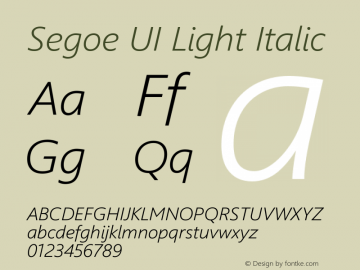 Segoe UI Light Italic Version 5.32图片样张