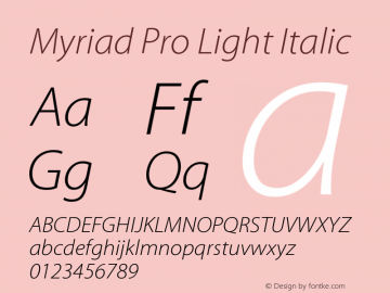 MyriadPro-LightIt Version 2.037;PS 2.000;hotconv 1.0.51;makeotf.lib2.0.18671图片样张