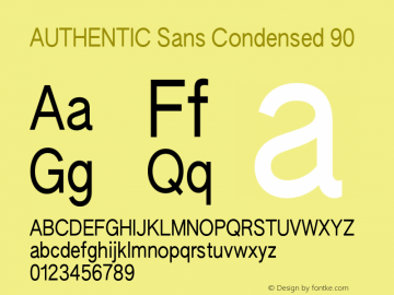 AUTHENTIC Sans Condensed 90 Version 19.226;hotconv 1.0.109;makeotfexe 2.5.65596图片样张