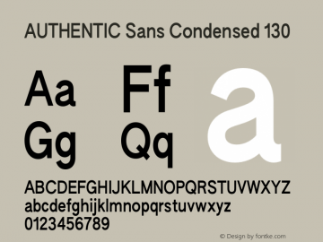 AUTHENTIC Sans Condensed 130 Version 19.226;hotconv 1.0.109;makeotfexe 2.5.65596图片样张