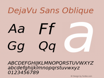 DejaVu Sans Oblique Release 1.10 (DejaVu 1.0) Font Sample
