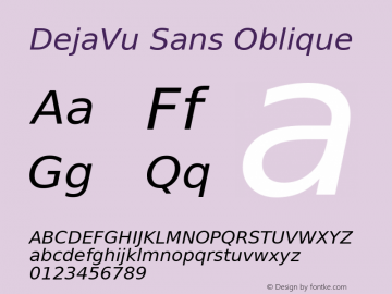 DejaVu Sans Oblique Release 1.10 (DejaVu 1.1) Font Sample