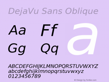 DejaVu Sans Oblique Version 1.6 Font Sample