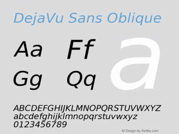 DejaVu Sans Oblique Version 1.10 Font Sample