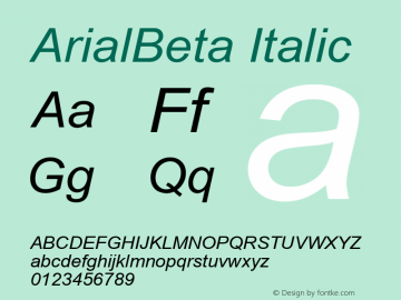 ArialBeta Italic Version 2.90图片样张