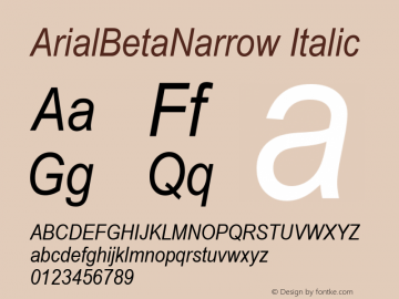 ArialBetaNarrow Italic Version 2.37图片样张