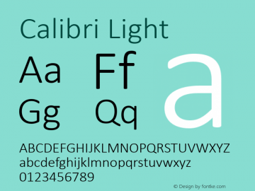 Calibri Light Version 6.25图片样张