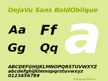 DejaVu Sans BoldOblique Version 1.10 Font Sample