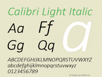 Calibri Light Italic Version 6.25图片样张