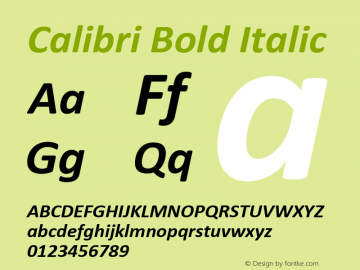 Calibri Bold Italic Version 6.25图片样张