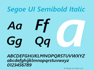 Segoe UI Semibold Italic Version 5.33图片样张