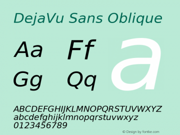 DejaVu Sans Oblique Version 1.12 Font Sample