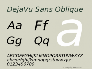 DejaVu Sans Oblique Version 1.15 Font Sample