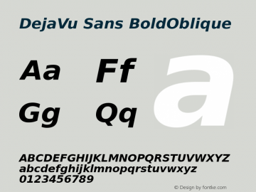 DejaVu Sans BoldOblique Version 1.15 Font Sample