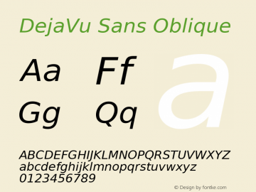DejaVu Sans Oblique Version 2.0 Font Sample