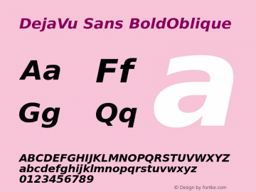 DejaVu Sans BoldOblique Version 2.0 Font Sample