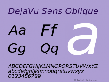 DejaVu Sans Oblique Version 2.1 Font Sample