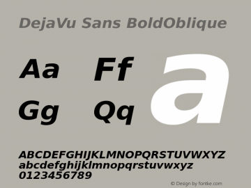 DejaVu Sans BoldOblique Version 2.1 Font Sample