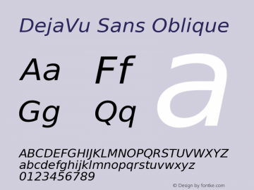 DejaVu Sans Oblique Version 2.3 Font Sample