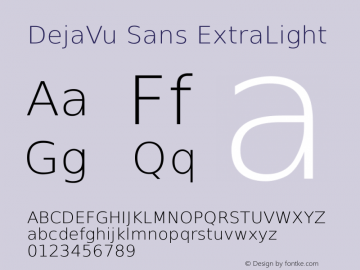 DejaVu Sans ExtraLight Version 2.4 Font Sample