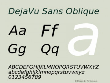 DejaVu Sans Oblique Version 2.4 Font Sample