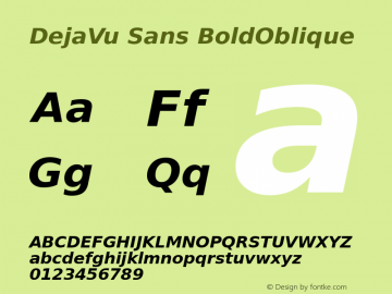 DejaVu Sans BoldOblique Version 2.4 Font Sample