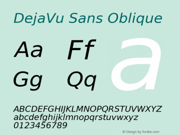 DejaVu Sans Oblique Version 2.7 Font Sample