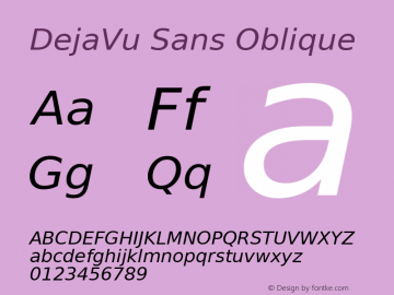 DejaVu Sans Oblique Version 2.8 Font Sample