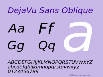 DejaVu Sans Oblique Version 2.11 Font Sample
