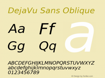 DejaVu Sans Oblique Version 2.13 Font Sample