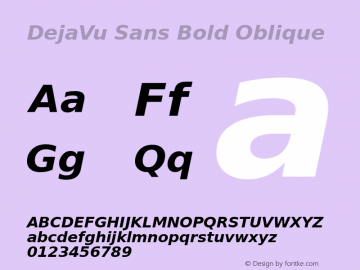 DejaVu Sans Bold Oblique Version 2.14 Font Sample