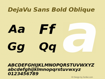 DejaVu Sans Bold Oblique Version 2.19 Font Sample