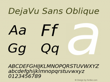 DejaVu Sans Oblique Version 2.22 Font Sample