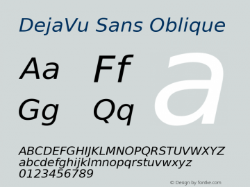 DejaVu Sans Oblique Version 2.23 Font Sample