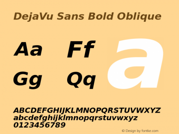 DejaVu Sans Bold Oblique Version 2.24 Font Sample