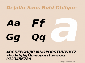 DejaVu Sans Bold Oblique Version 2.27 Font Sample