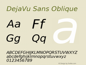 DejaVu Sans Oblique Version 2.27 Font Sample