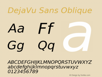 DejaVu Sans Oblique Version 2.28 Font Sample