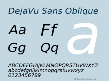DejaVu Sans Oblique Version 2.29 Font Sample