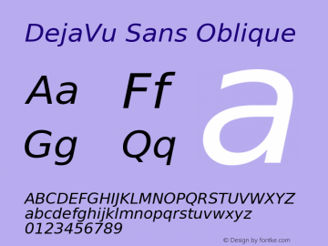 DejaVu Sans Oblique Version 2.30 Font Sample