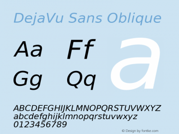 DejaVu Sans Oblique Version 2.34 Font Sample