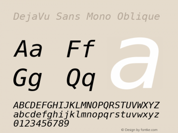 DejaVu Sans Mono Oblique Version 1.9图片样张
