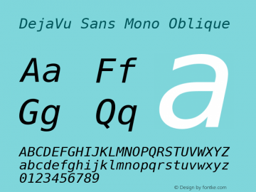 DejaVu Sans Mono Oblique Version 2.1图片样张