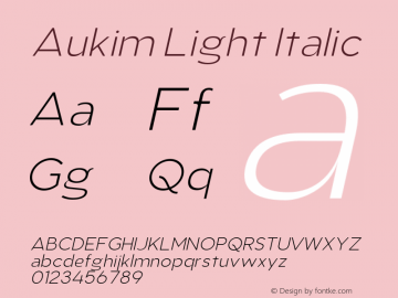 AukimLightItalic Version 1.0; Oct 2021 by Audry Kitoko Makelele图片样张