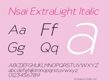 NsaiExtraLightItalic Version 1.0; May 2021 by Audry Kitoko Makelele图片样张