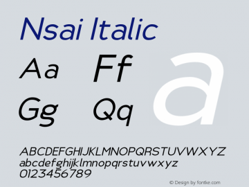 NsaiItalic Version 1.0; May 2021 by Audry Kitoko Makelele图片样张