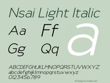 NsaiLightItalic Version 1.0; May 2021 by Audry Kitoko Makelele图片样张