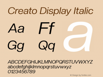 CreatoDisplay-Italic Version 1.000图片样张